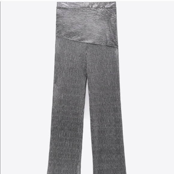 NWT ZARA Sparkly Wrap Front Pants M - Picture 3 of 5